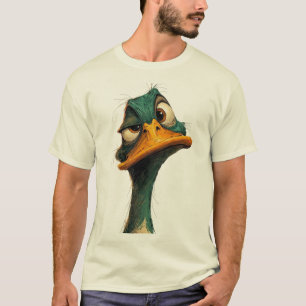 Funny Grumpy Ostrich – Sarcastic Bird Cartoon Art T-Shirt