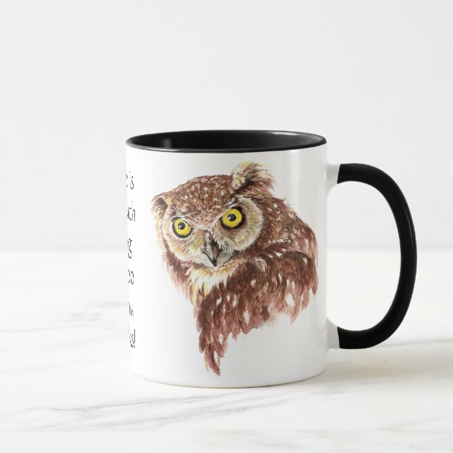 Funny Grumpy Owl No such thing, too many Books Mug (Right)