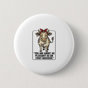Funny Grumpy Patchwork Cow Vintage T-Shirt Design_ 6 Cm Round Badge
