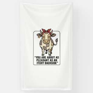 Funny Grumpy Patchwork Cow Vintage T-Shirt Design_ Banner