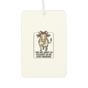 Funny Grumpy Patchwork Cow Vintage T-Shirt Design_ Car Air Freshener