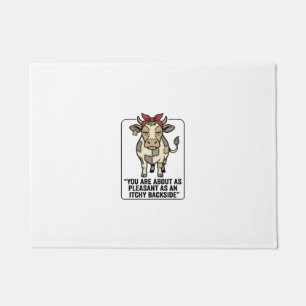 Funny Grumpy Patchwork Cow Vintage T-Shirt Design_ Doormat