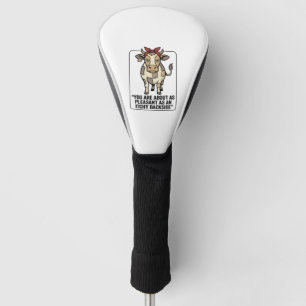Funny Grumpy Patchwork Cow Vintage T-Shirt Design_ Golf Head Cover