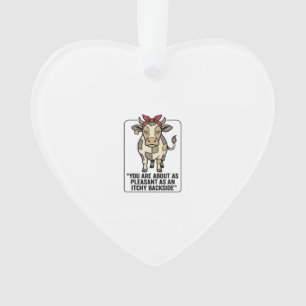 Funny Grumpy Patchwork Cow Vintage T-Shirt Design_ Ornament