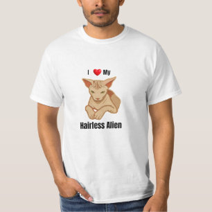 Funny Grumpy Sphynx Cat Red Heart Love Hairless T-Shirt