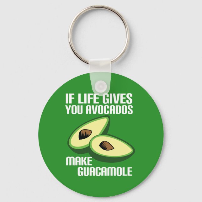 Funny Guacamole Avocado Joke Key Ring (Front)