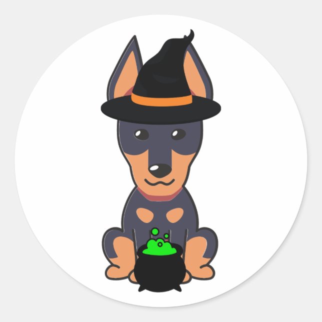 Funny Guard dog is a witch Classic Round Sticker (Front)