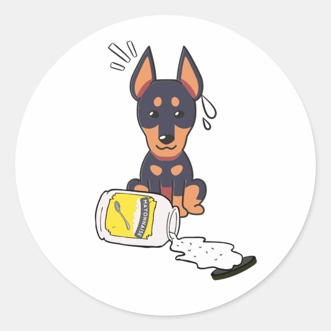 Funny Guard dog spilled mayonnaise Classic Round Sticker (Front)