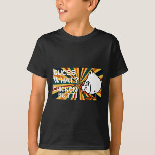 Funny Guess What Chicken Butt Mens Retro Vintage T-Shirt