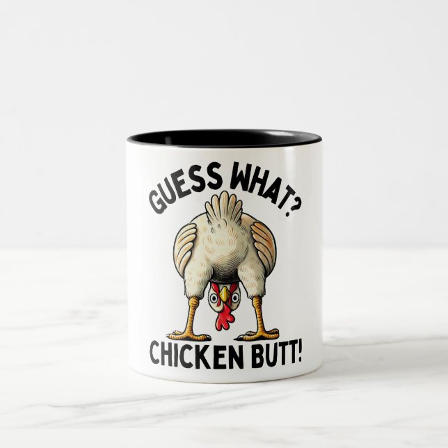 Funny Guess What Chicken Two-Tone Coffee Mug (Center)