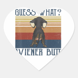 Funny Guess What Wiener Butt Gift Dachshund Love Heart Sticker