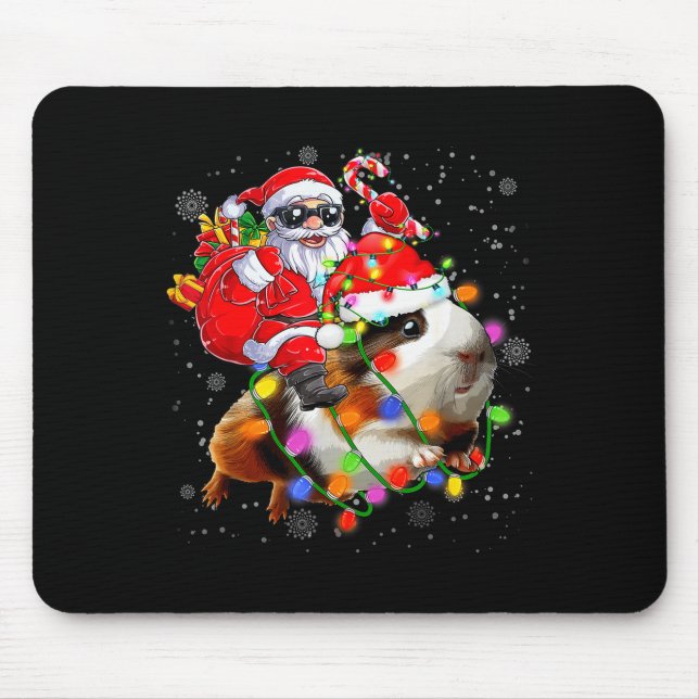 Funny Guinea G Christmas Santa Hat Xmas Lights  Mouse Mat (Front)