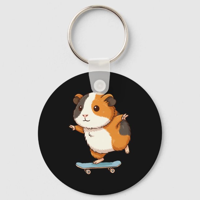 Funny Guinea G Skater Skateboard Ballerina Zoo Boy Key Ring (Front)