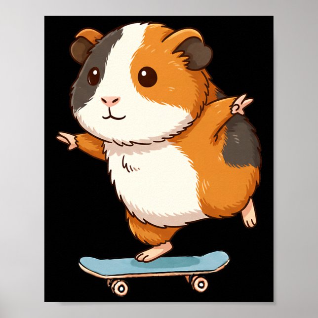 Funny Guinea G Skater Skateboard Ballerina Zoo Boy Poster (Front)