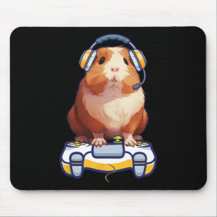 Funny Guinea Pig And Video Gamer Lover Fluffy Cavy Mouse Mat