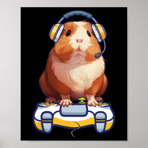 Funny Guinea Pig And Video Gamer Lover Fluffy Cavy Poster