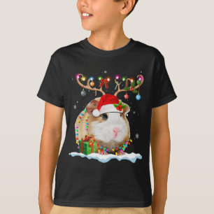 Funny Guinea Pig Christmas Reindeer Christmas Ligh T-Shirt