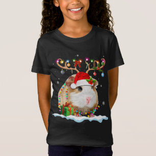 Funny Guinea Pig Christmas Reindeer Christmas Ligh T-Shirt