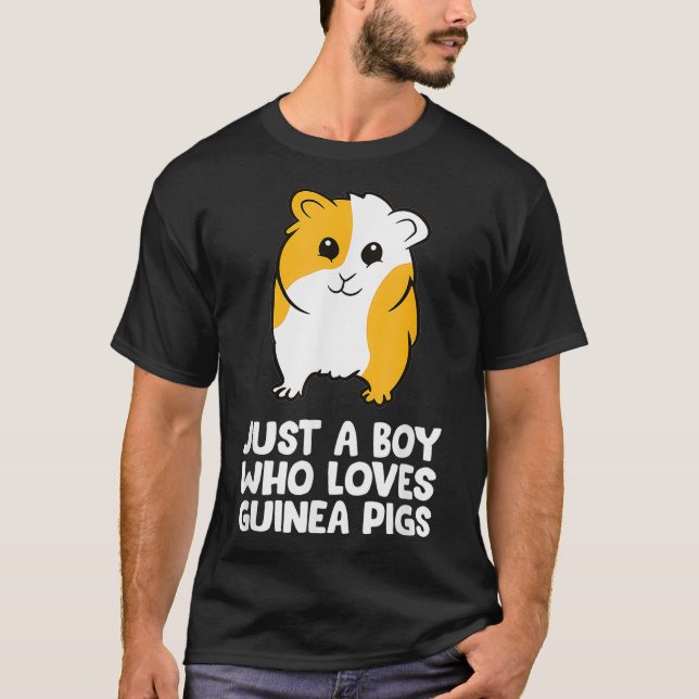 Funny Guinea Pig Just a Boy Who Loves Guinea Pigs  T-Shirt (Front)