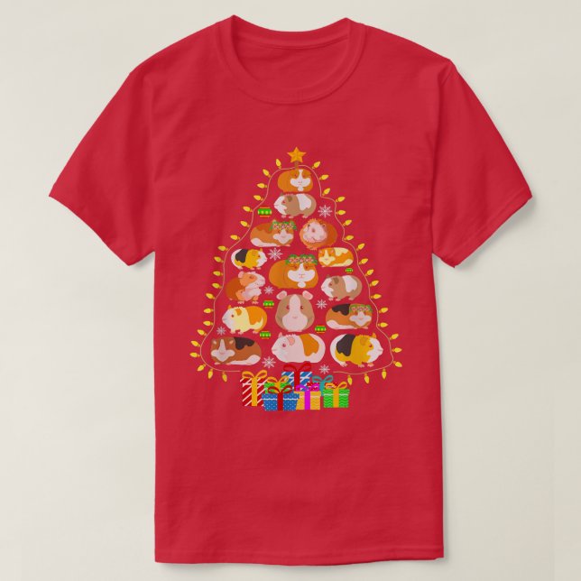 Funny Guinea Pig Lover Christmas Tree, Guinea Pig  T-Shirt (Design Front)