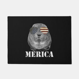 Funny Guinea Pig Merica Patriotic Usa Flag Glasses Doormat