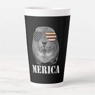 Funny Guinea Pig Merica Patriotic Usa Flag Glasses Latte Mug