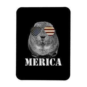 Funny Guinea Pig Merica Patriotic Usa Flag Glasses Magnet