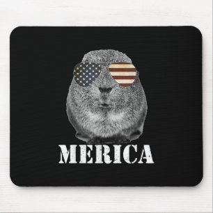 Funny Guinea Pig Merica Patriotic Usa Flag Glasses Mouse Mat