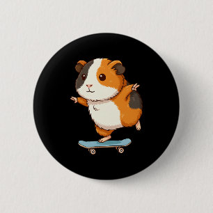 Funny Guinea Pig Skater Skateboard Ballerina Zoo B 6 Cm Round Badge