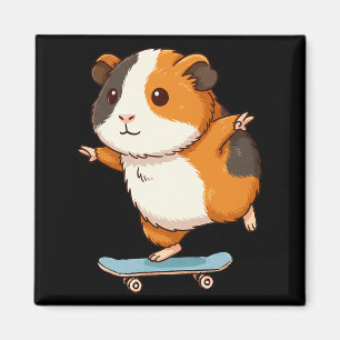 Funny Guinea Pig Skater Skateboard Ballerina Zoo B Magnet
