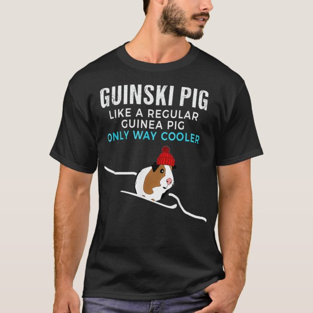 Funny Guinea Pig Skier   Guinea Pig Tshirt Gift  (Front)