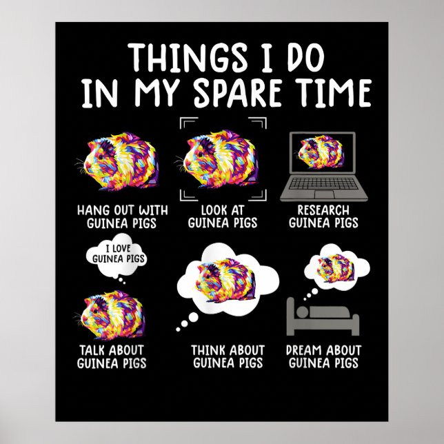 Funny Guinea Pig Things I Do In My Spare Time Poster (Front)