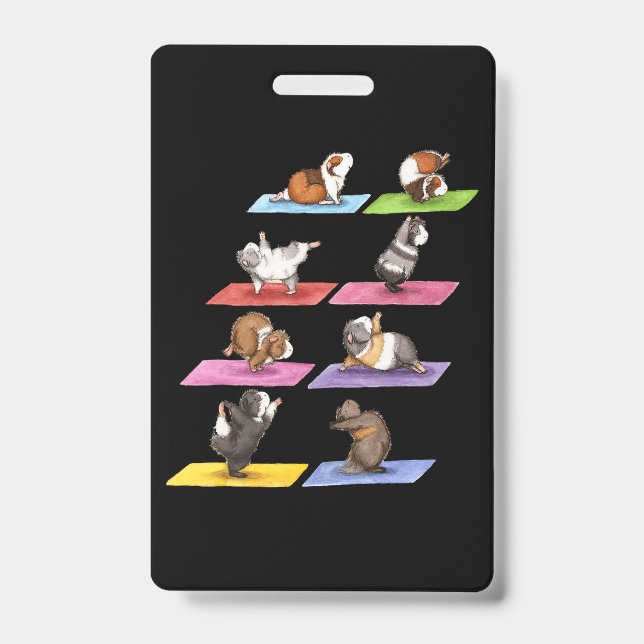 Funny Guinea Pig Yoga ID Badge (Front)