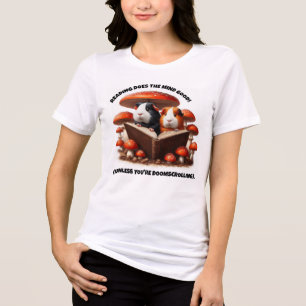 Funny Guinea Pigs Reading Under Red Mushrooms Tri-Blend Shirt
