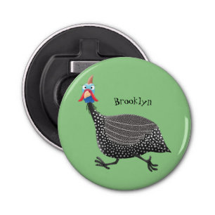 Funny Guineafowl bird cartoon illustration  Bottle Opener