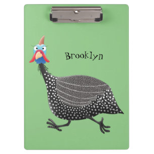 Funny Guineafowl bird cartoon illustration Clipboard