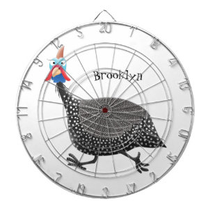 Funny Guineafowl bird cartoon illustration  Dartboard