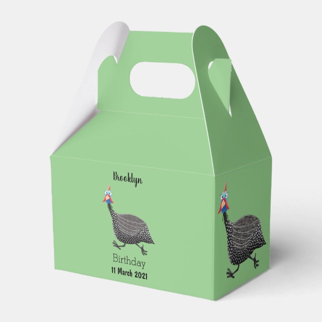 Funny Guineafowl bird cartoon illustration Favour Box (Front Side)