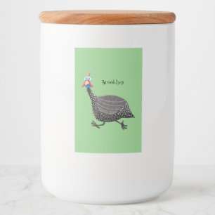 Funny Guineafowl bird cartoon illustration Food Label