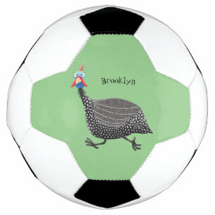 Funny Guineafowl bird cartoon illustration Football