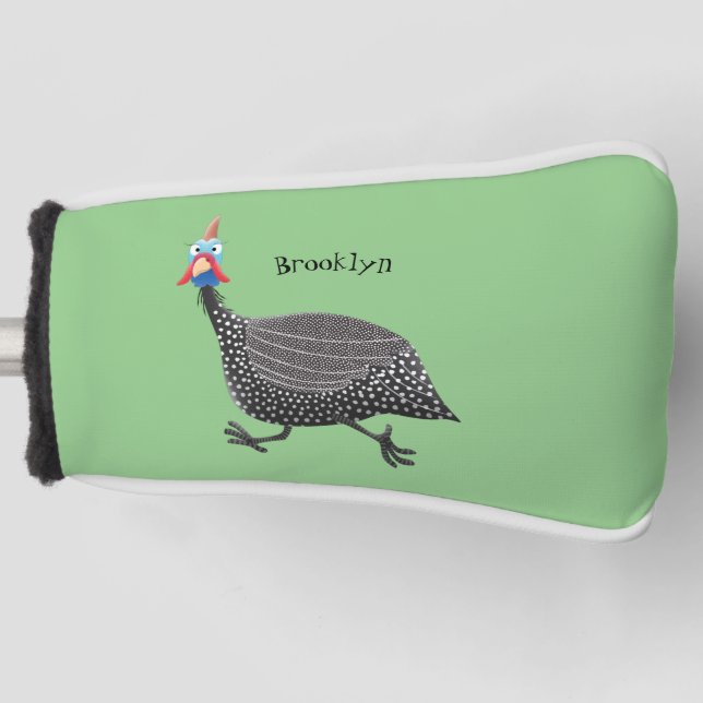 Funny Guineafowl bird cartoon illustration Golf Head Cover (Front)