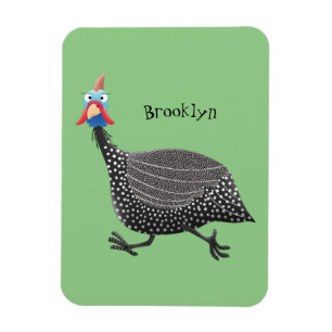 Funny Guineafowl bird cartoon illustration Magnet
