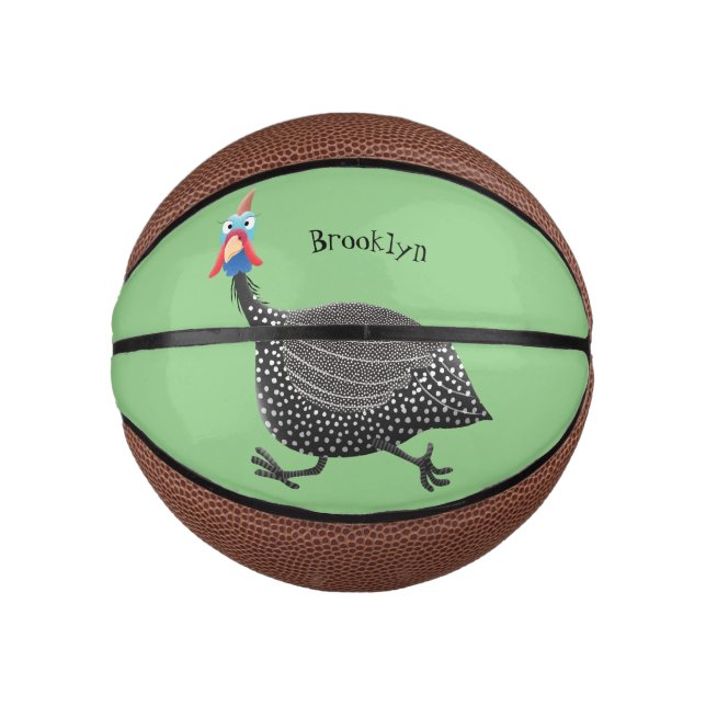 Funny Guineafowl bird cartoon illustration  Mini Basketball (Front)