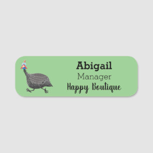 Funny Guineafowl bird cartoon illustration Name Tag