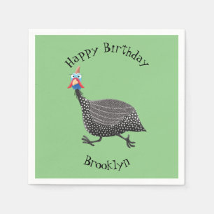 Funny Guineafowl bird cartoon illustration Napkin