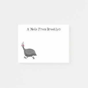 Funny Guineafowl bird cartoon illustration  Post-it Notes