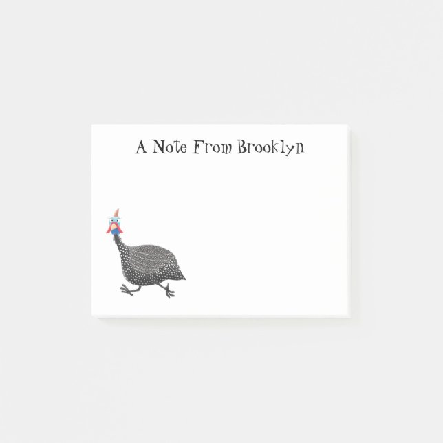 Funny Guineafowl bird cartoon illustration  Post-it Notes (Front)