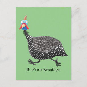Funny Guineafowl bird cartoon illustration Postcard