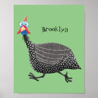 Funny Guineafowl bird cartoon illustration