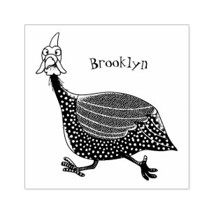 Funny Guineafowl bird cartoon illustration Rubber Stamp